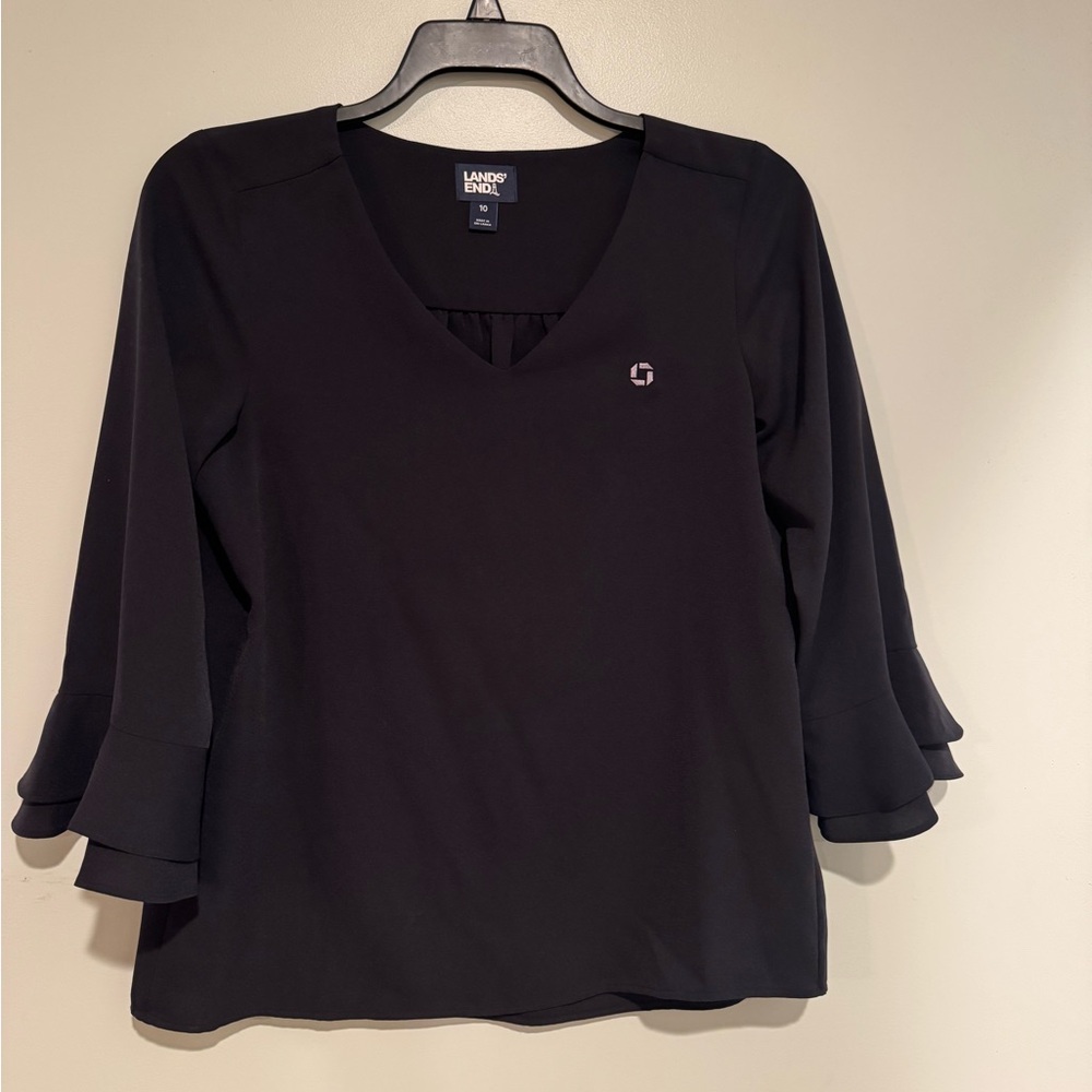 Lands' End Chase Women's Black V-Neck Top